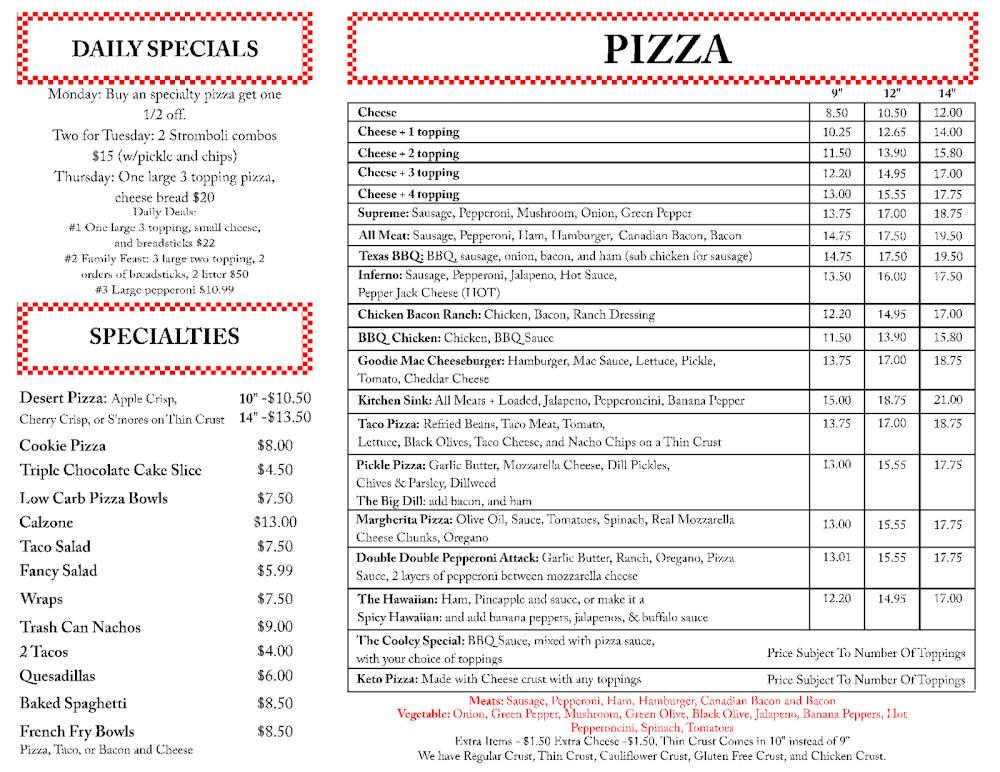 Goodie House Pizza Menu image 1