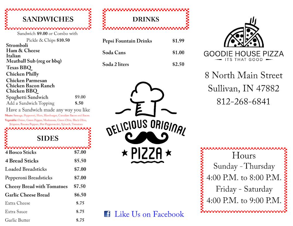 Goodie House Pizza Menu image 2